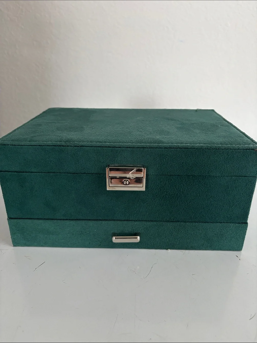 Green Felted Jewelry Box w/Key